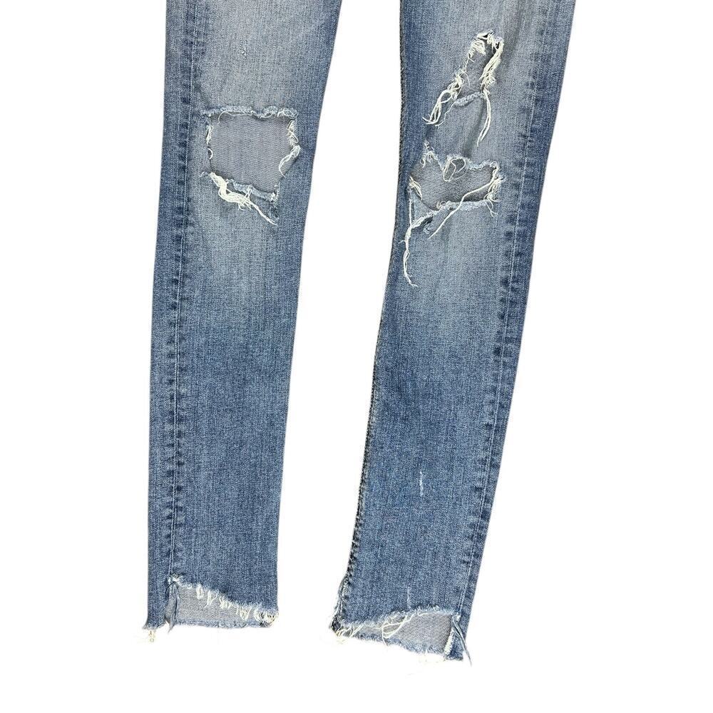 Rag & Bone Mid Rise Skinny Jean Blue Ripped Distressed Denim size 25 Medium Wash - Picture 5 of 10